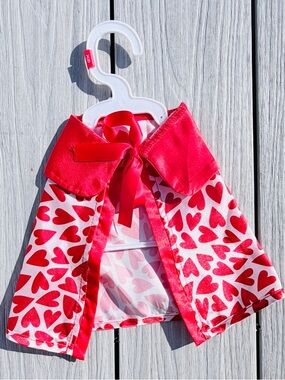 Petsmart Whisker City Kitty Cat Cape Pink & Red Heart Print Clothes Costume